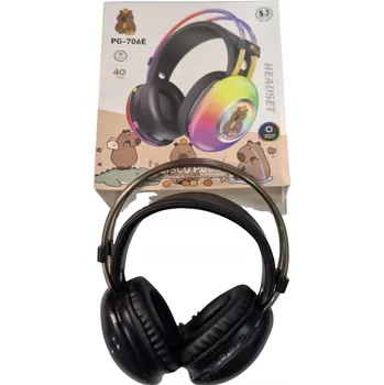 Sluchátka Słuchawki Nauszne Z Mikrofonem Bezprzewodowe Kapybara RGB Bluetooth černá