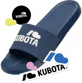 Pánské pantofle PÁNSKÉ NAZOUVÁKY K BAZÉNU KUBOTA 45 TMAVĚ MODRÉ GUMOVÉ + SAMOLEPKY 45