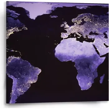 Obraz Sablio Obraz Světelná mapa světa - 50x50 cm