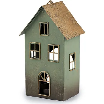 Vánoční dekorace Kovový domeček na svíčku Varianta: 1 zelená pastelová sv. zlatá, Balení: 1 ks