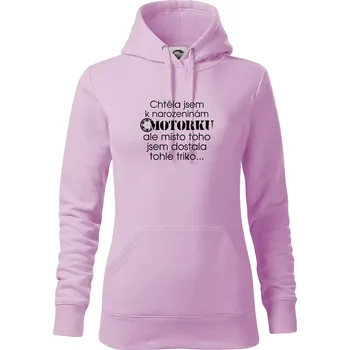 Dámská mikina Chtěla jsem dostat motorku - narozeniny - Mikina dámská Cape s kapucí - XS ( Orchid )