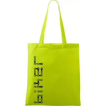 Biker nápis na výšku řetěz - Taška bavlněná - 42 x 38 cm ( Limetková )