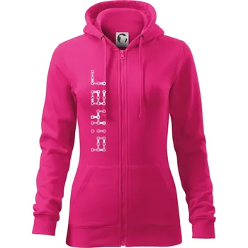 Dámská mikina Biker nápis na výšku řetěz - Dámská mikina trendy zipper s kapucí - M ( Purpurová )