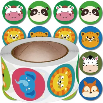 samolepka Samolepky pro děti, sada 500 kusů zvířátek, hračky v rolce