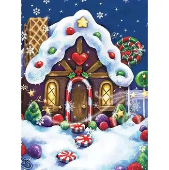 Diamantové malování HOMFUN Vánoční perníková chaloupka