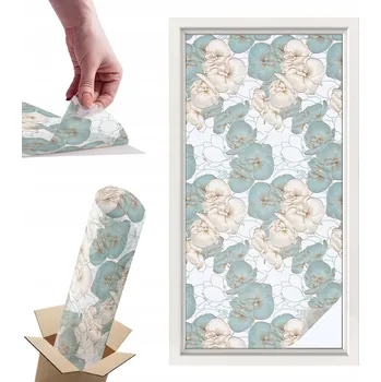 Obraz Fólie vitrážová mléčná na okna a skleněné dveře, jemné květy, 50x100 cm