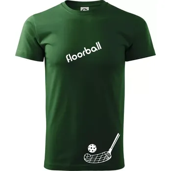 Floorball nápis šikmo - Triko extra velké (5-8XL) - 8XL ( Lahvově zelená )