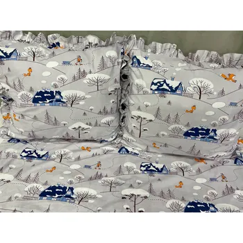 Povlečení Povlečení zimní 160x200 krajina, polštáře s volánkem