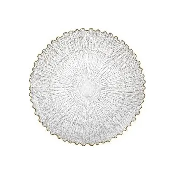 Talíř SKLENĚNÝ TALÍŘ VERA SE ZLATÝM OKRAJEM 26CM