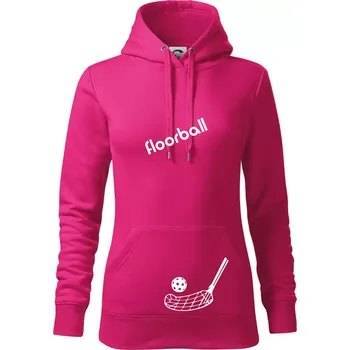 Dámská mikina Floorball nápis šikmo - Mikina dámská Cape s kapucí - S ( Purpurová )