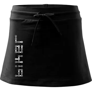 Dámská sukně Biker nápis na výšku řetěz - Sportovní sukně - two in one - S ( Černá )