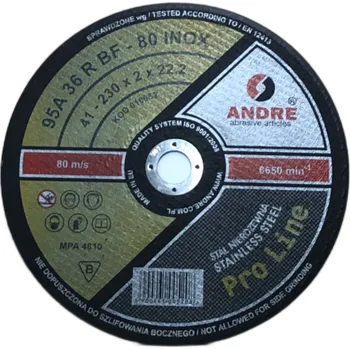 Řezný kotouč ŘEZNÝ KOTOUČ PRO-LINE INOX 230x2x22,2MM ANDRE