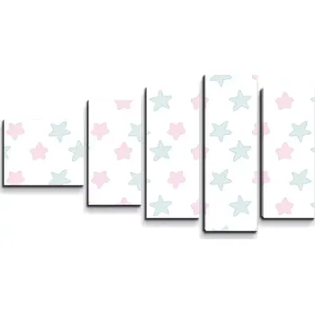 Obraz Sablio Obraz - 5-dílný růžové a modré hvězdy - 100x60 cm