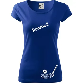 Dámské tričko Floorball nápis šikmo - Dámské triko Pure - XS ( Královská modrá )