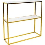 Moderní konzolový stolek do obývacího pokoje nebo ložnice Alita - Black Red White - BRW Bílý Mramor / Zlatá 80x80 cm