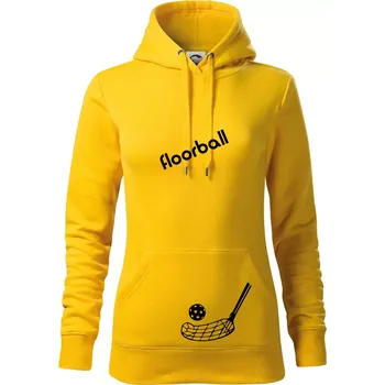 Dámská mikina Floorball nápis šikmo - Mikina dámská Cape s kapucí - M ( Žlutá )