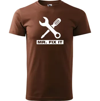 Pánské tričko Sablio Tričko s potiskem pro tátu MR. FIX IT - hnědé S