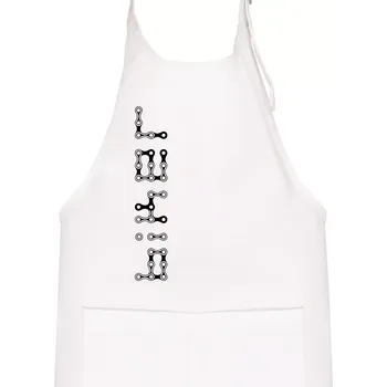 Kuchyňská zástěra Biker nápis na výšku řetěz - Dětská zástěra na vaření - Univerzální velikost ( Bílá )