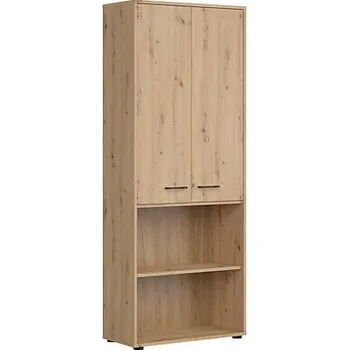 regál 2-dvířkový regál s výklenky do kanceláře nebo pracovny Space Office - Black Red White - BRW Dub Artisan 80x202,5 cm