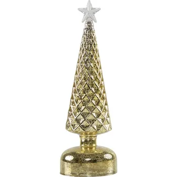 Vánoční stromek Zlatý svítící skleněný vánoční stromek Led M - Ø 8*26 cm