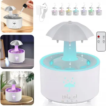 Zvlhčovač vzduchu 300 ML ZVLHČOVAČ VZDUCHU SE SVĚTLEM 7 BAREV, SIMULACE DEŠŤOVÝCH KAPRŮ