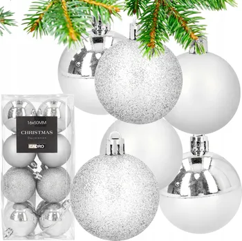 Vánoční dekorace Vánoční Koule zdobená, Vánoční Koule hladká, Sady vánoční koule 5 cm 16 ks