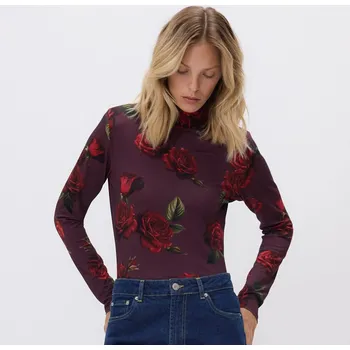 Dámská halenka Reserved - Halenka s růžemi - tmavě fialová - 296JA-49X - 296JA-49X-XS