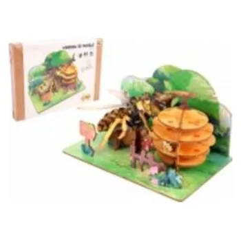 Dřevěná hračka Puzzle 3D drewniane pszczoły i ule w naturze
