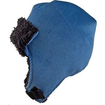 Čepice modrá manšestrová ušanka podšitá hebkým chloupkem
