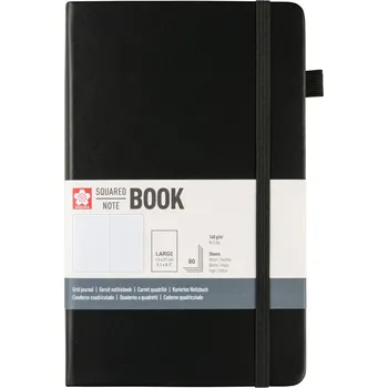 Krémově bílý skicák Sakura - čtverečkovaný - Black 13x21cm/140g