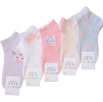 Dámské ponožky TENKÉ LETNÍ KOTNÍKOVÉ PONOŽKY roztomilé aura.via velikost 32-35 dětské 5 PÁRŮ