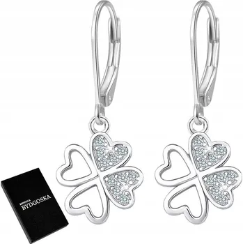 Náušnice Stříbrné náušnice 925 Mennica Bydgoska čtyřlístek anglický bez niklu