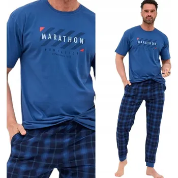 Pánské pyžamo Cornette 462/302 Marathon 2 vel. M (46) kapsy kostkované džínové