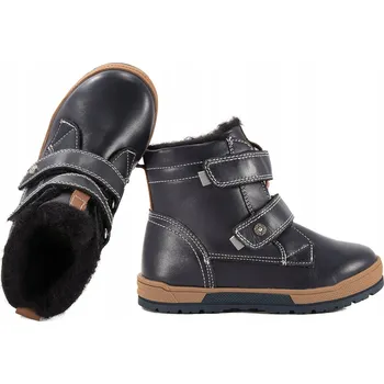 Dívčí zimní obuv BARTEK 8800456 ZIMNÍ BOTY BARTEK, SNĚHULE, KOZAČKY S VLNOU, KOŽENÉ, TMAVĚ MODRÉ, VELIKOST 27