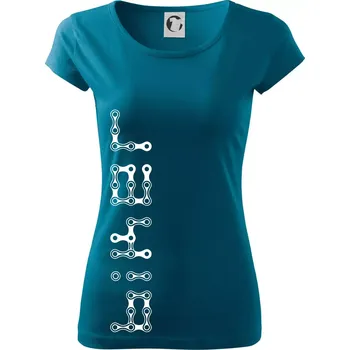 Dámské tričko Biker nápis na výšku řetěz - Dámské triko Pure - S ( Petrolejová )