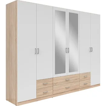 Šatní skříň Šatní skříň Gambo - Black Red White - BRW Dub Sonoma / Bílá 271x210 cm