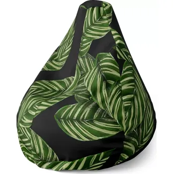 Sedací pytel Sablio Sedací vak Pear Abstrakce listů - 70 x 95 x 15 cm