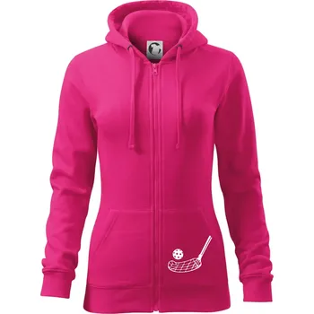 Dámská mikina Floorball nápis šikmo - Dámská mikina trendy zipper s kapucí - M ( Purpurová )