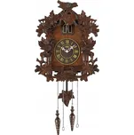 HNĚDÉ ZDOBENÉ NÁSTĚNNÉ HODINY S KUKAČKOU A VÁHADLEM PRIM E07P.4596.52