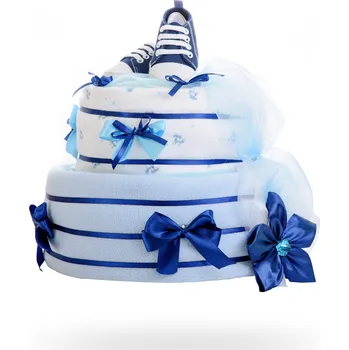 Přebalování Plenkovky.cz Dvoupatrový plenkový dort pro chlapce – světle modrý