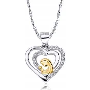 Náhrdelník Stříbrný Řetízek 925 Medailonek Srdce k Svaté Přijímání