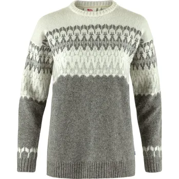 Dámské oblečení svetr dámský FJÄLLRÄVEN Övik Path Knit W, Grey-Chalk White - XXS
