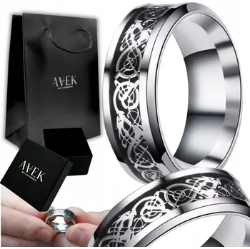 Prsten PÁNSKÝ PRSTEN PEČETNÍ STŘÍBRNÝ ČERNÝ Z OCELI KELTSKÝ JAKO DÁREK OCEL 23