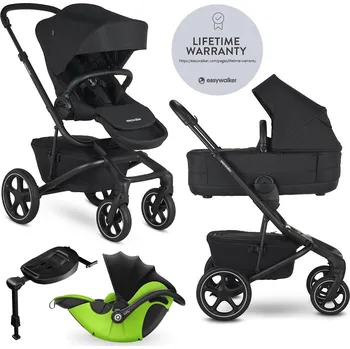Kočárek EASYWALKER Kočárek kombinovaný Jimmey 2v1 Pepper Black LITE RWS + KIDDY Evoluna i-size 2 + základna