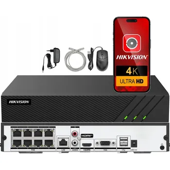 IP kamera IP rekordér Hikvision 8kanálový PoE, 8 kanálů až do 8MPx 4K, aplikace HikConnect
