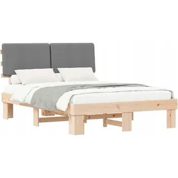 Postel Rám postele s čalouněným čelem s čelo Světle šedá 120 x 190 cm