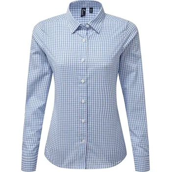 Premier Workwear Dámská košile Maxton Check s dlouhým rukávem Barva: Light Blue (ca. Pantone 2707C), Velikost: XXL G_PW352