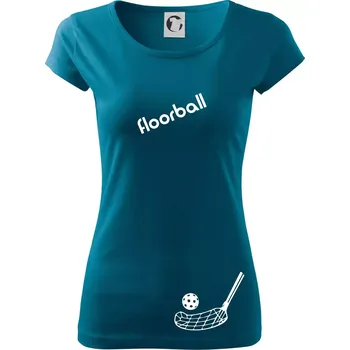 Dámské tričko Floorball nápis šikmo - Dámské triko Pure - XL ( Petrolejová )