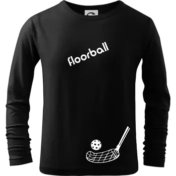 Chlapecké tričko Floorball nápis šikmo - Triko dětské Long Sleeve - 122 cm/6 let ( Černá )