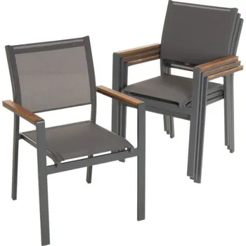 4x venkovní hliníkové křeslo k jídelnímu stolu antracitové na zahradu / terasu / balkon